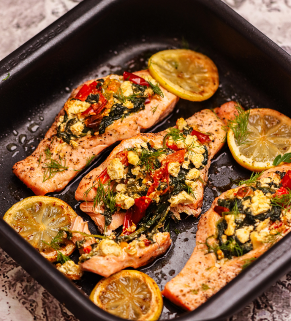 Spinach and Feta Stuffed Salmon
